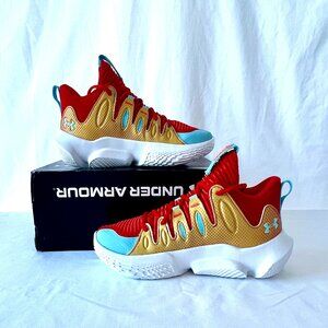 New Under Armour Flow Breakthru 4 ASG Red, Gold & White Sneakers, Size 9!
